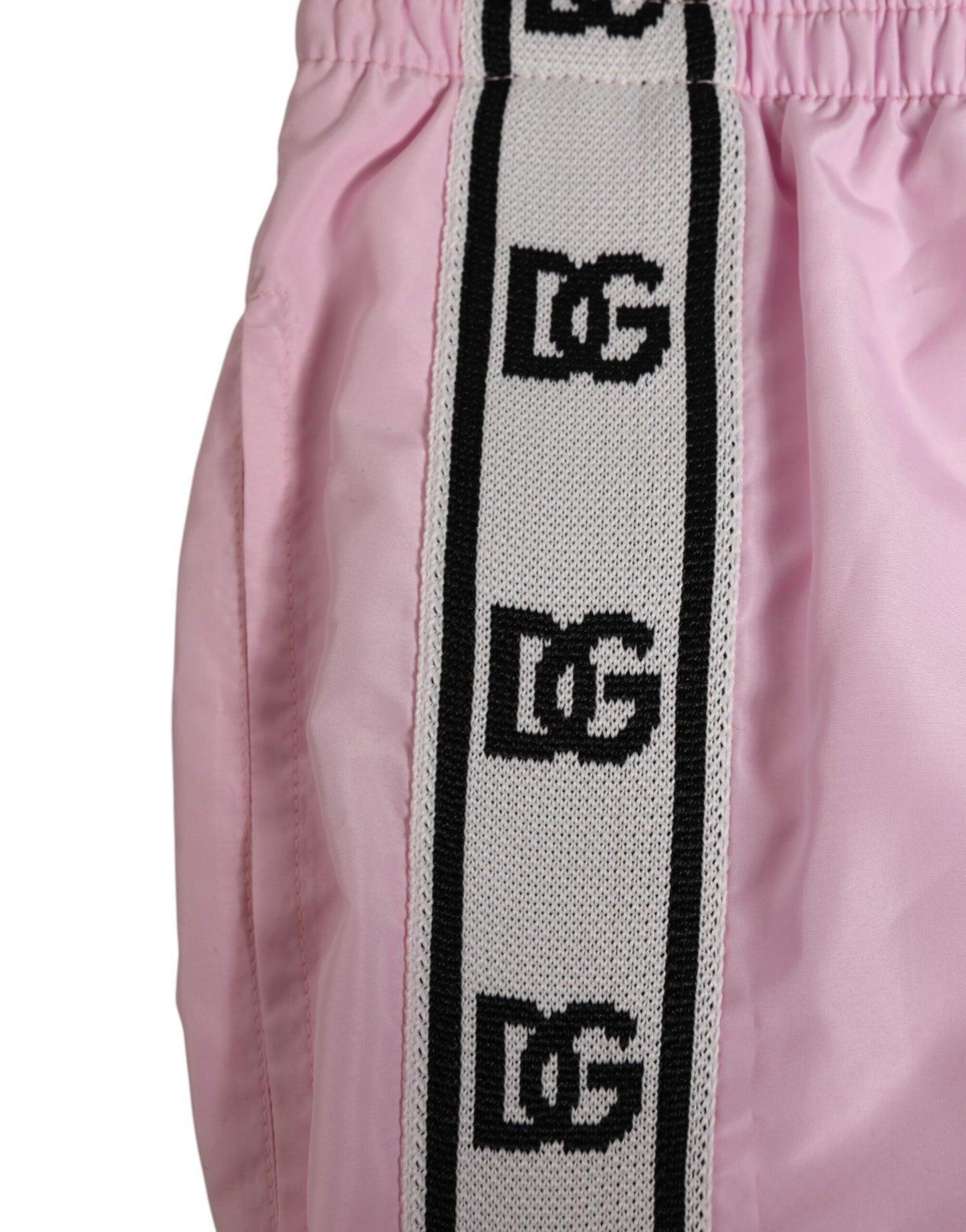 Dolce & Gabbana Pink Nylon Logo Side Stripe Beachwear Swim Shorts for Men