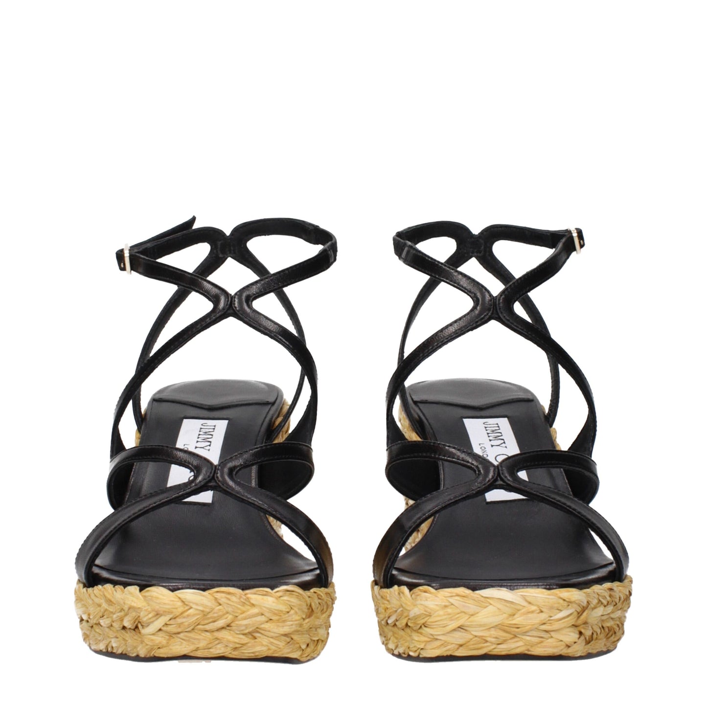 Jimmy Choo Black Leather Wedges Sandals - Timeless Elegance