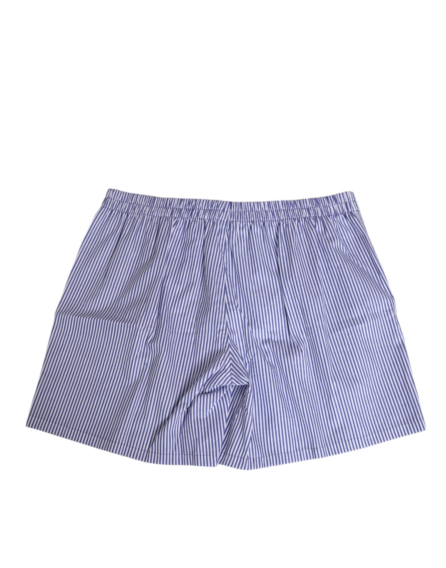 Dolce & Gabbana Blue and White Cotton Striped Swim Shorts