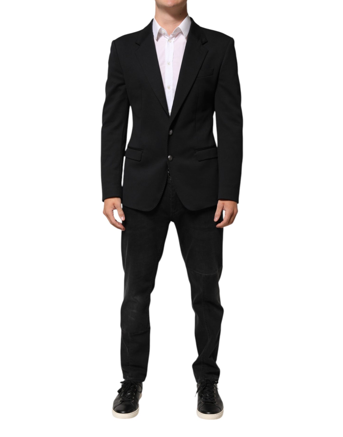 Dolce & Gabbana Dark Blue Cotton Men's Blazer Suit Jacket