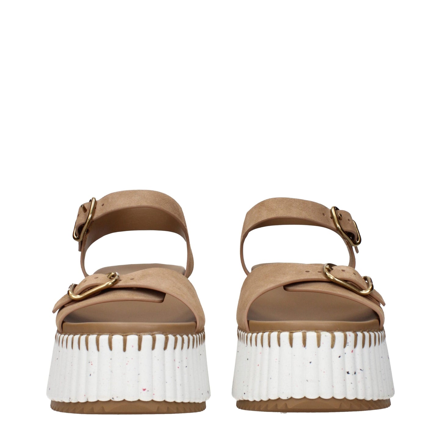 Chloé Nama Brown Leather Wedge Sandals