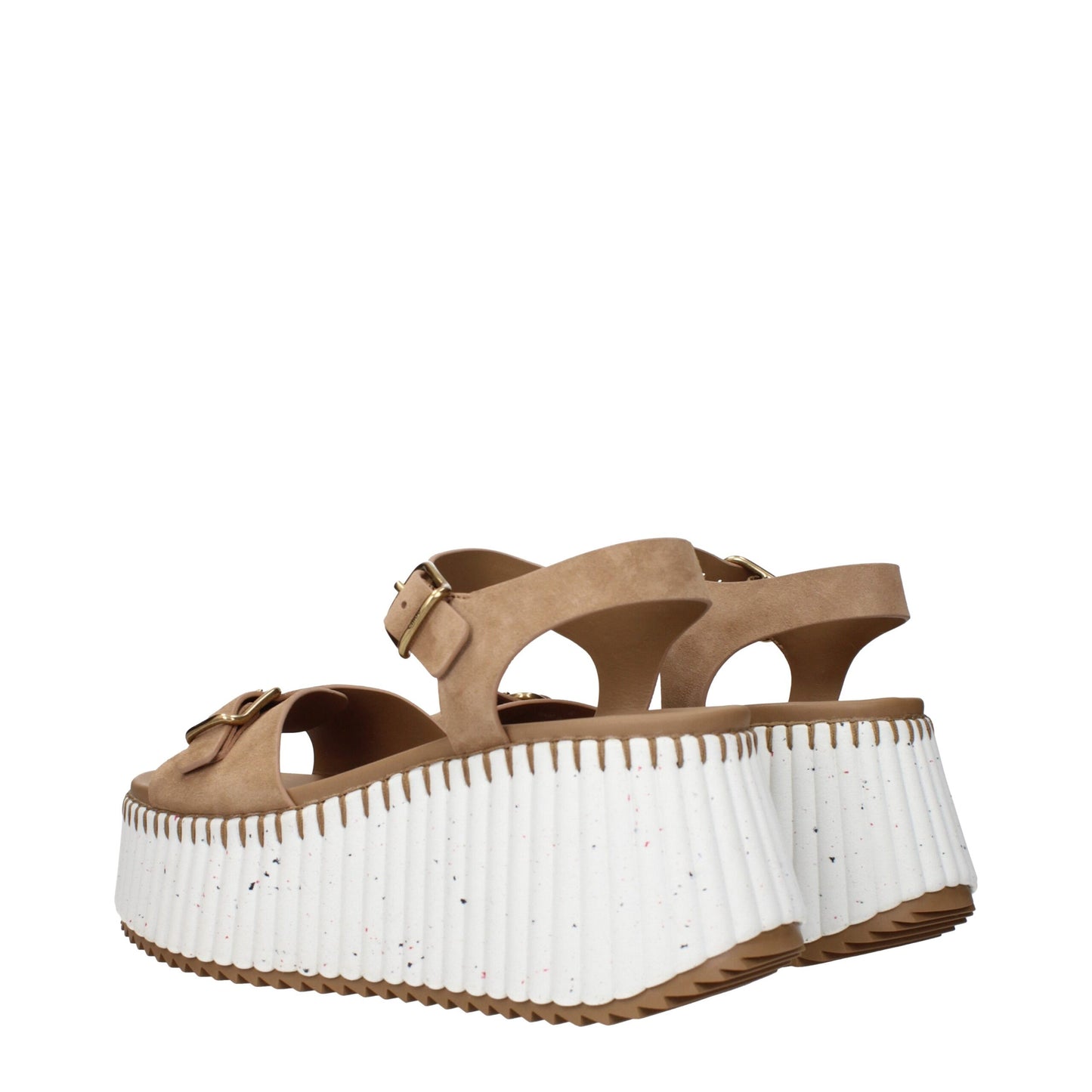 Chloé Nama Brown Leather Wedge Sandals