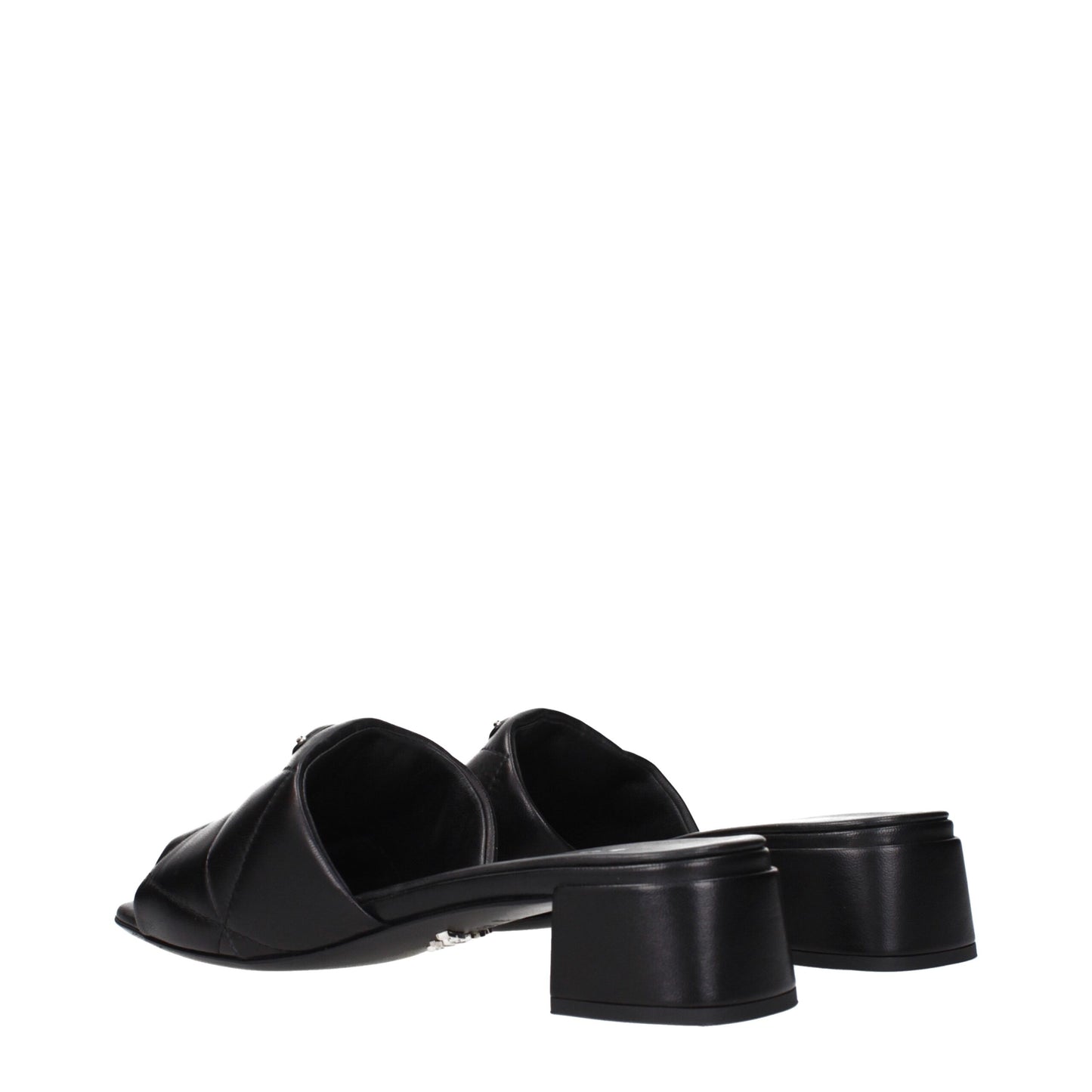 Prada Black Leather Flat Sandals for Women