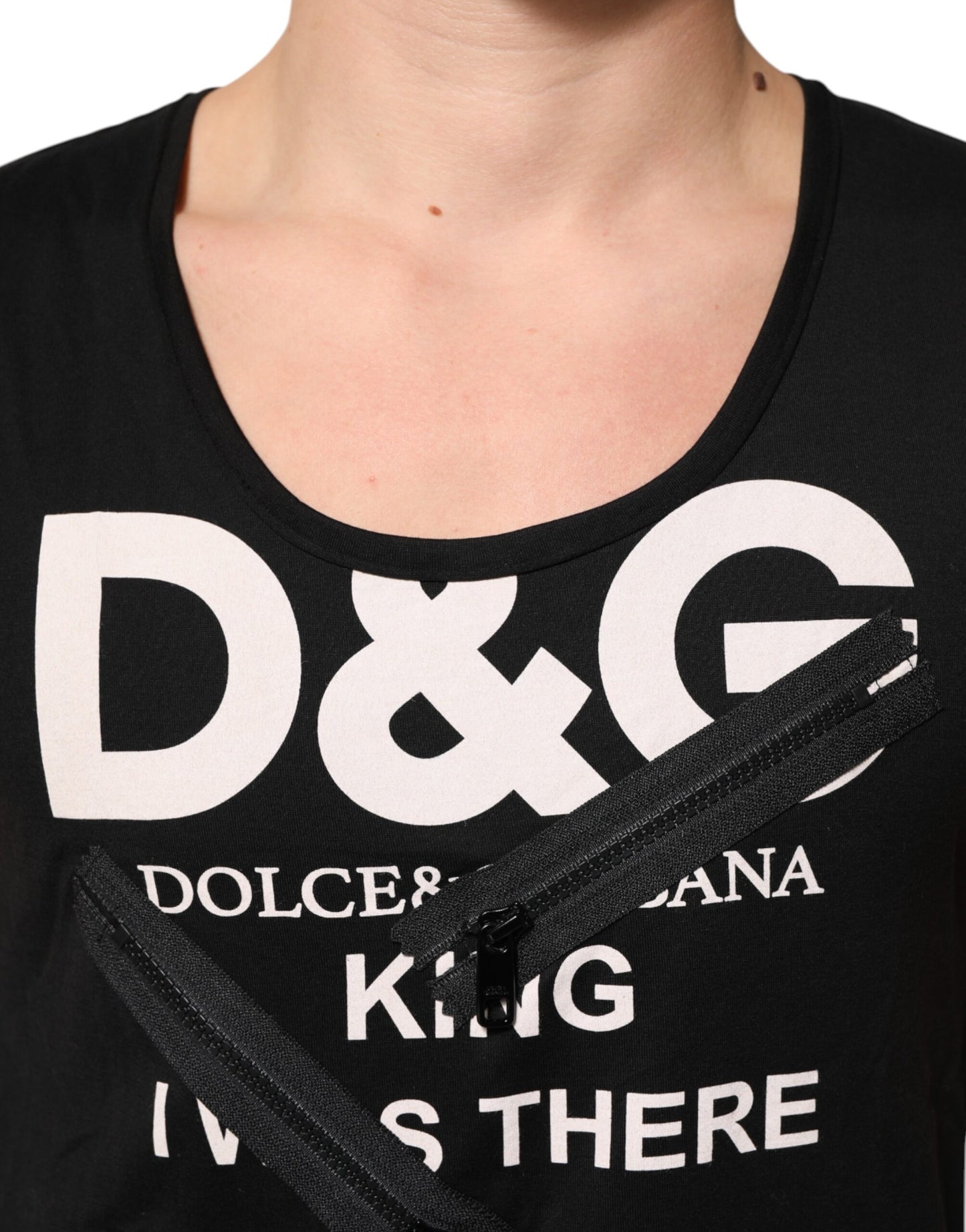 Dolce & Gabbana Black Cotton Sleeveless Tank Top with DG Logo