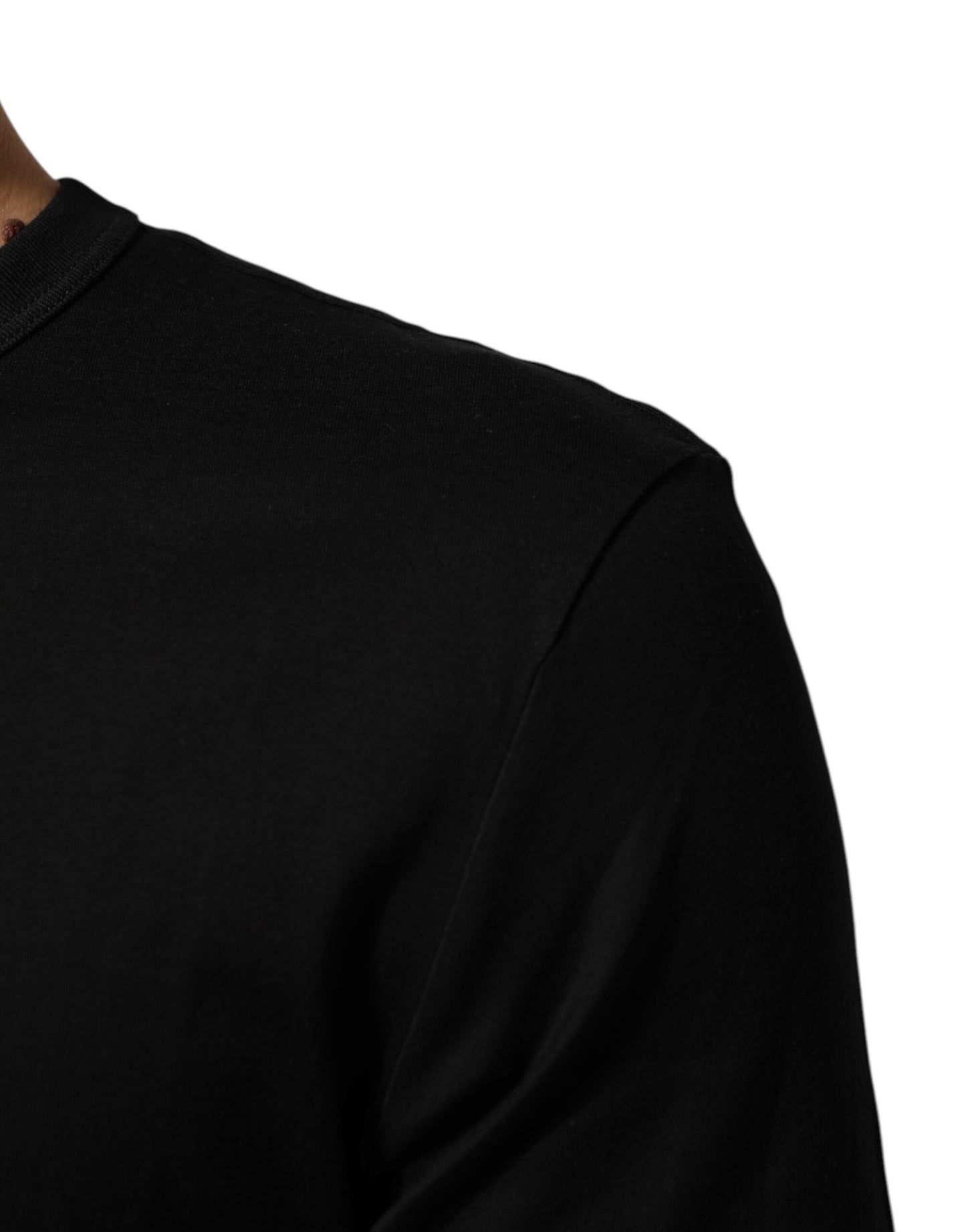 Dolce & Gabbana Black Cotton Velvet Logo Print Men's T-shirt