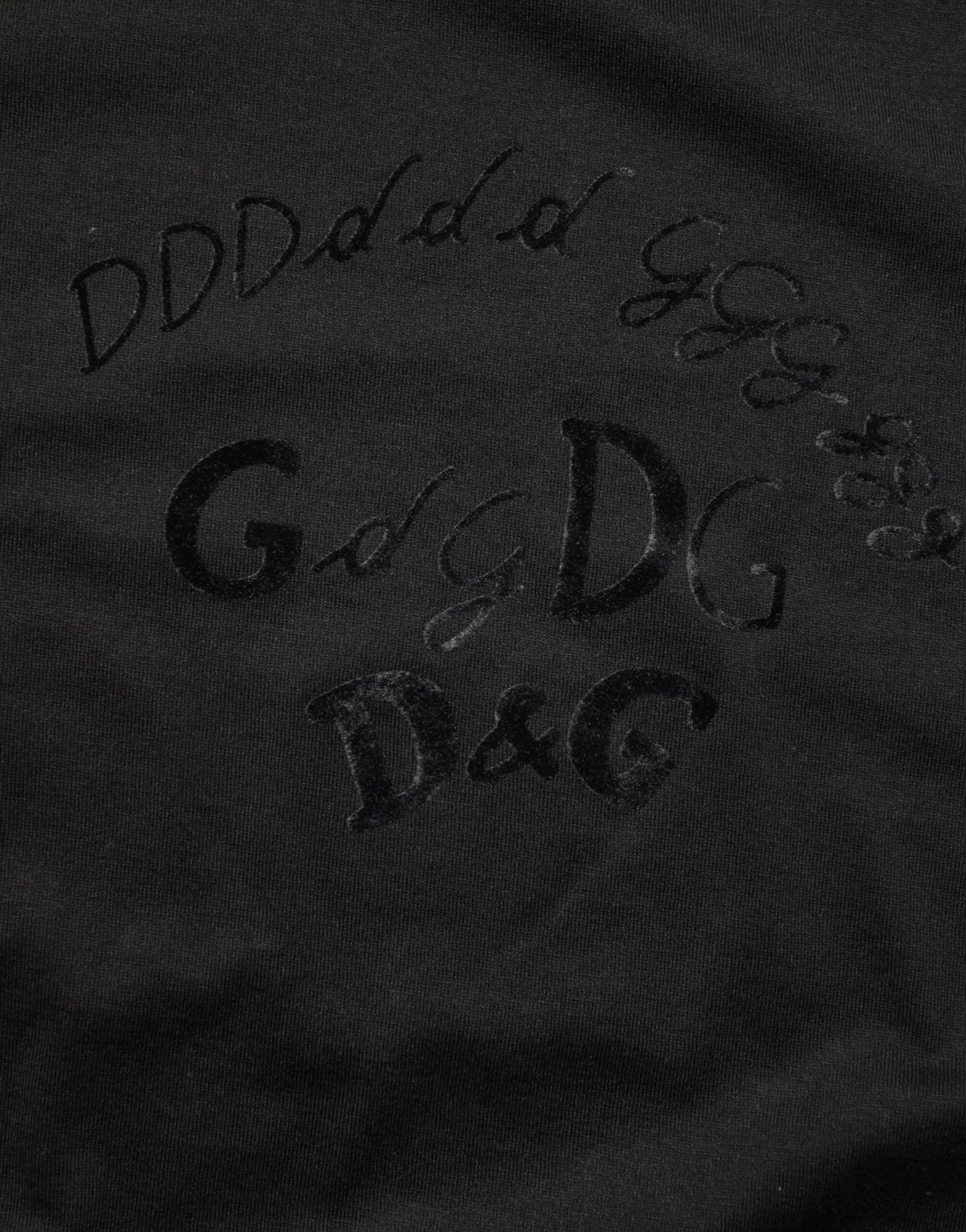 Dolce & Gabbana Black Cotton Velvet Logo Print Men's T-shirt