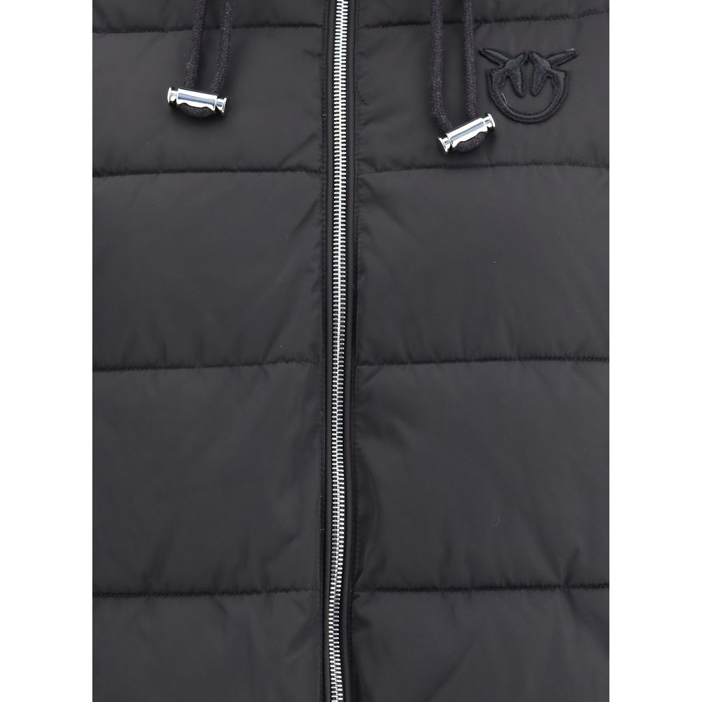 PINKO Black Logo Down Hooded Puffer Jacket