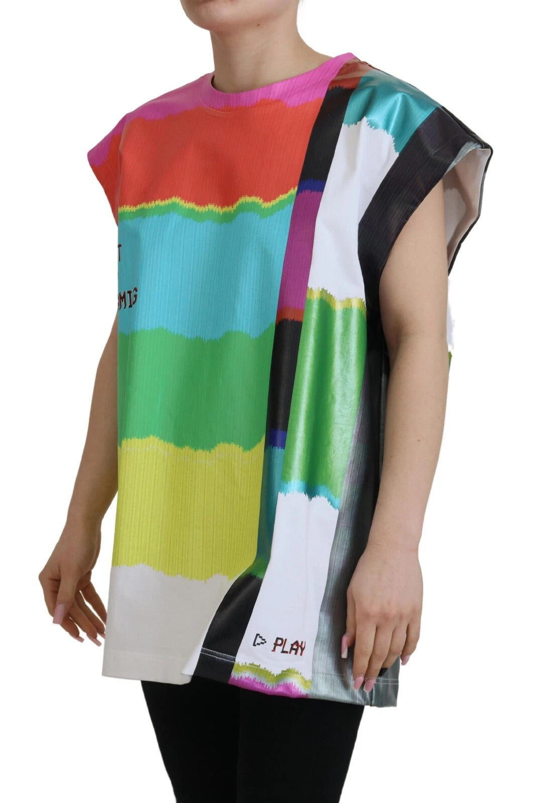 Dolce & Gabbana Multicolor Print Cotton Tank T-shirt