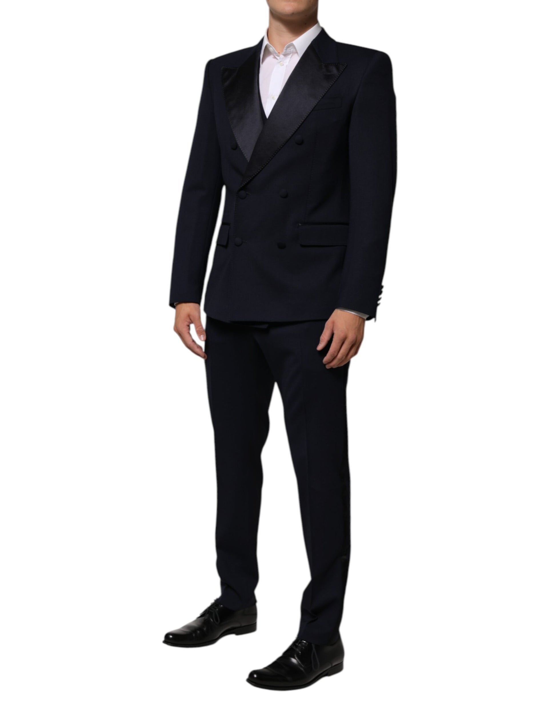 Dolce & Gabbana Black Wool 3 Piece Slim Fit Formal Men Suit