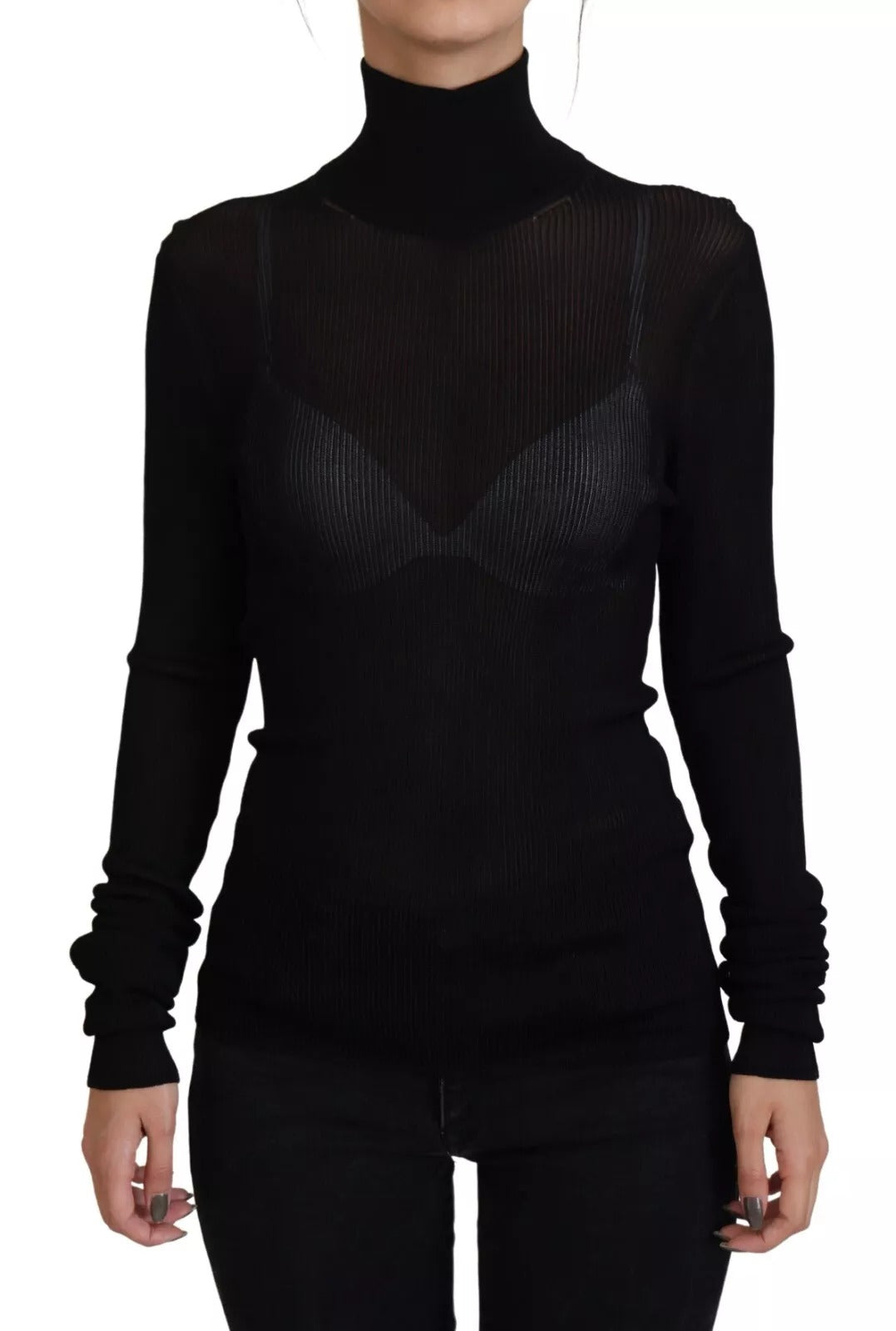 Dolce & Gabbana Black Turtleneck Slim Fit Pullover Sweater - Authentic