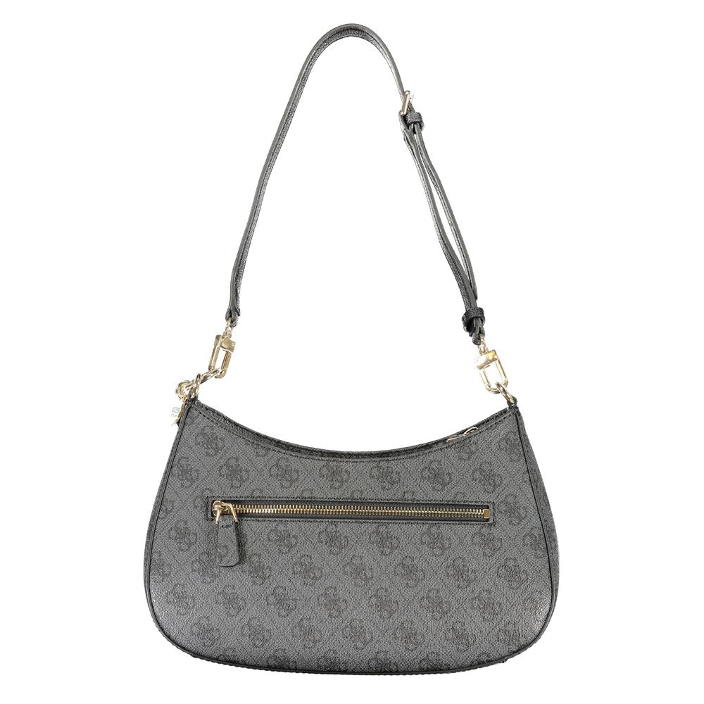 Guess Jeans Black Faux Leather Handbag - Noelle Monogram Logo Top Zip Shoulder Bag
