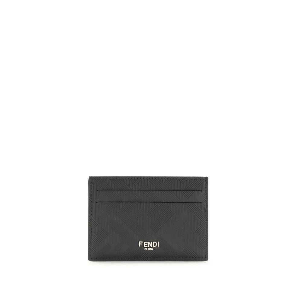 Fendi Black Leather Slim Shadow Card Holder for Men