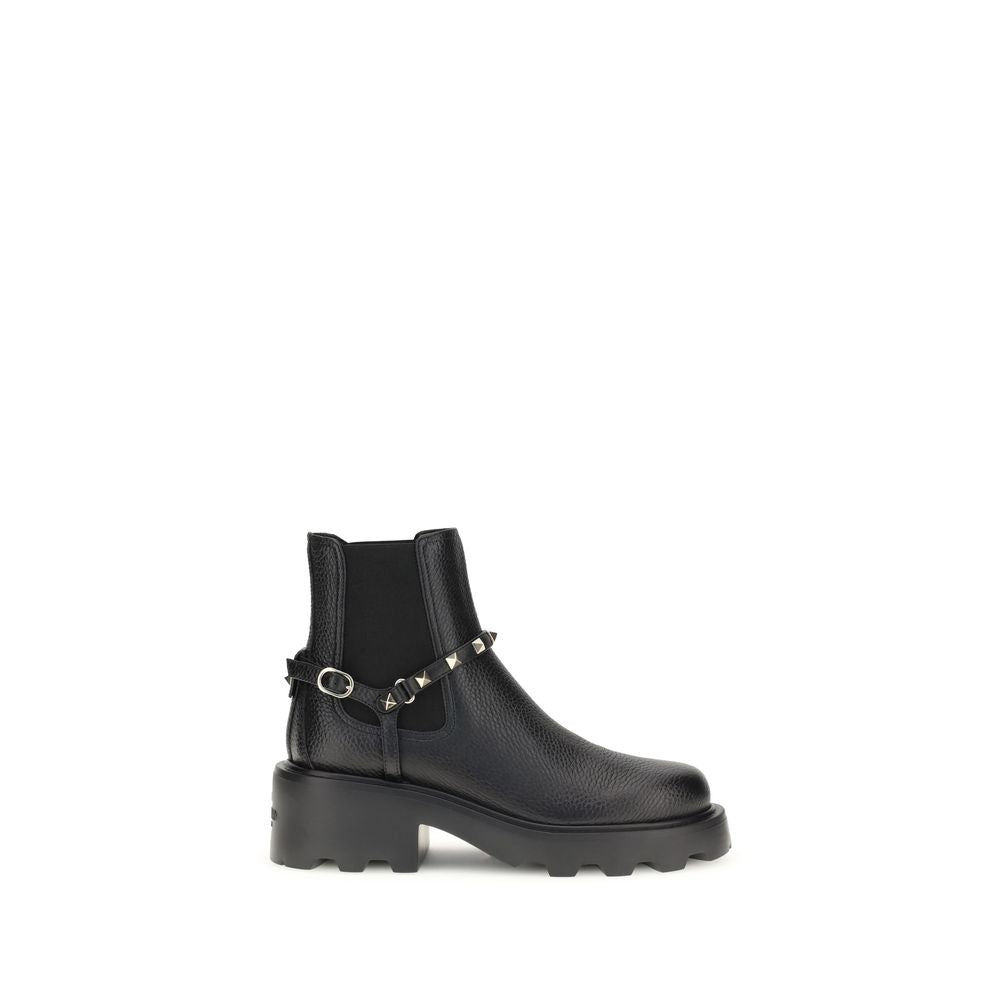 Valentino Garavani Leather Ankle Boots – A Fusion of Grit and Sophistication