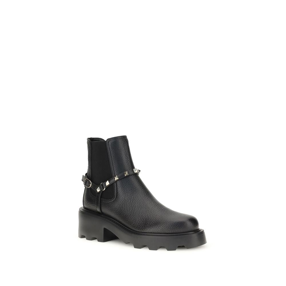 Valentino Garavani Leather Ankle Boots – A Fusion of Grit and Sophistication