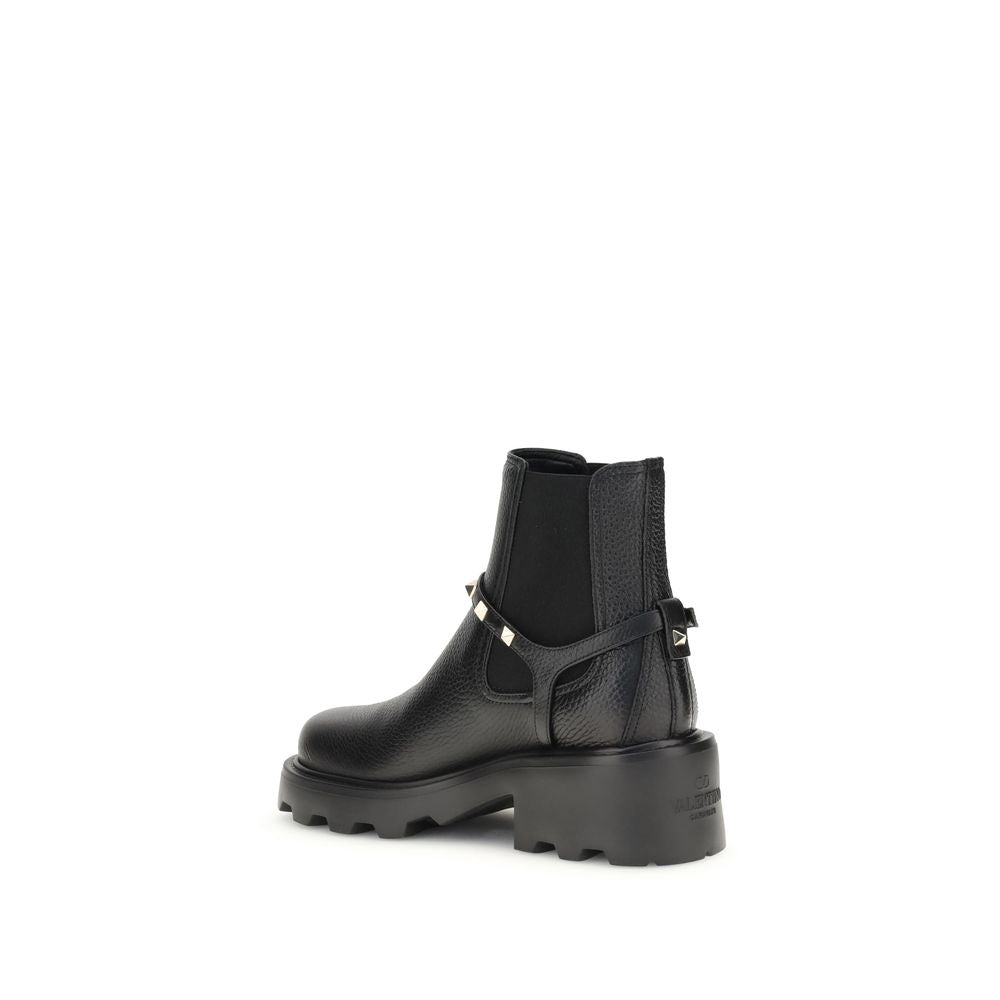 Valentino Garavani Leather Ankle Boots – A Fusion of Grit and Sophistication
