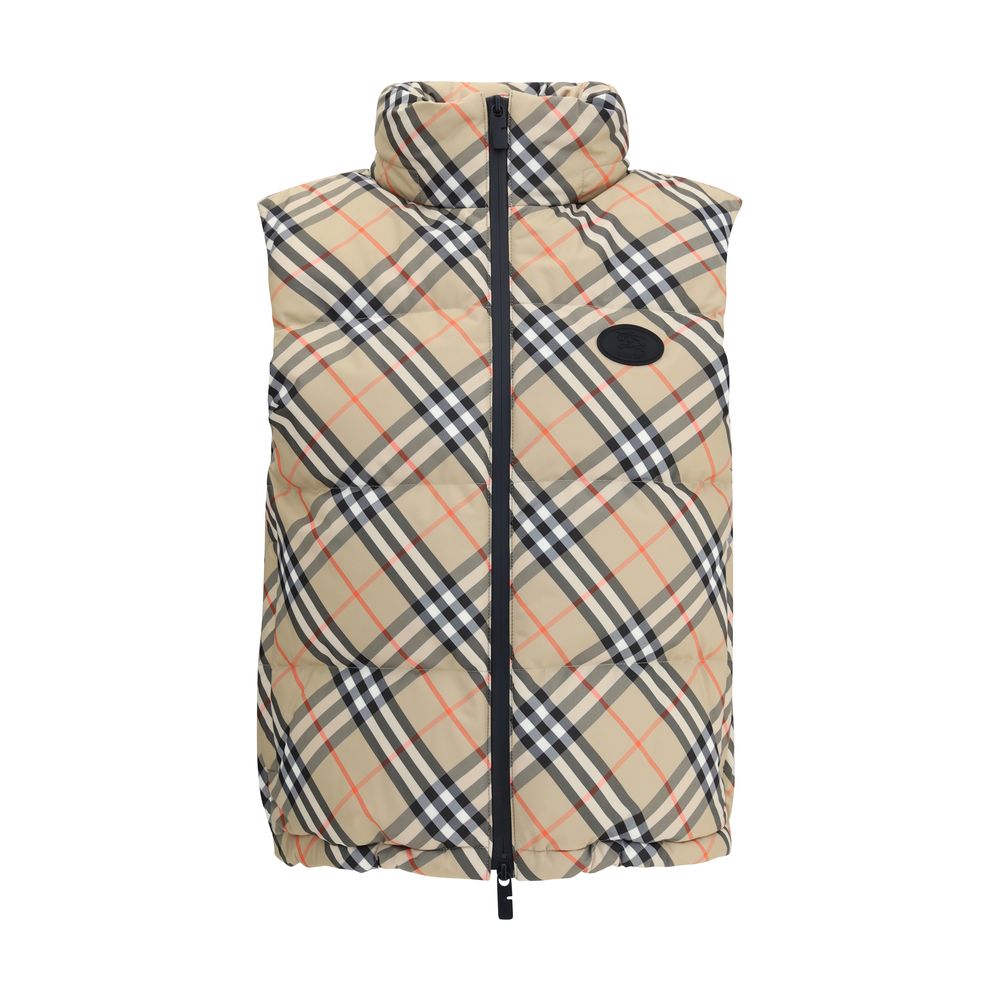 Burberry Hooded Check Gilet Down Jacket for Women
