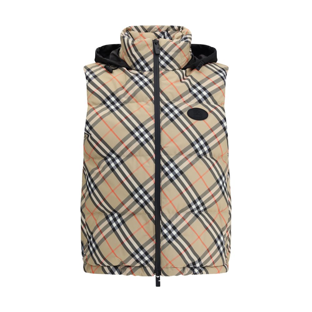 Burberry Hooded Check Gilet Down Jacket for Women