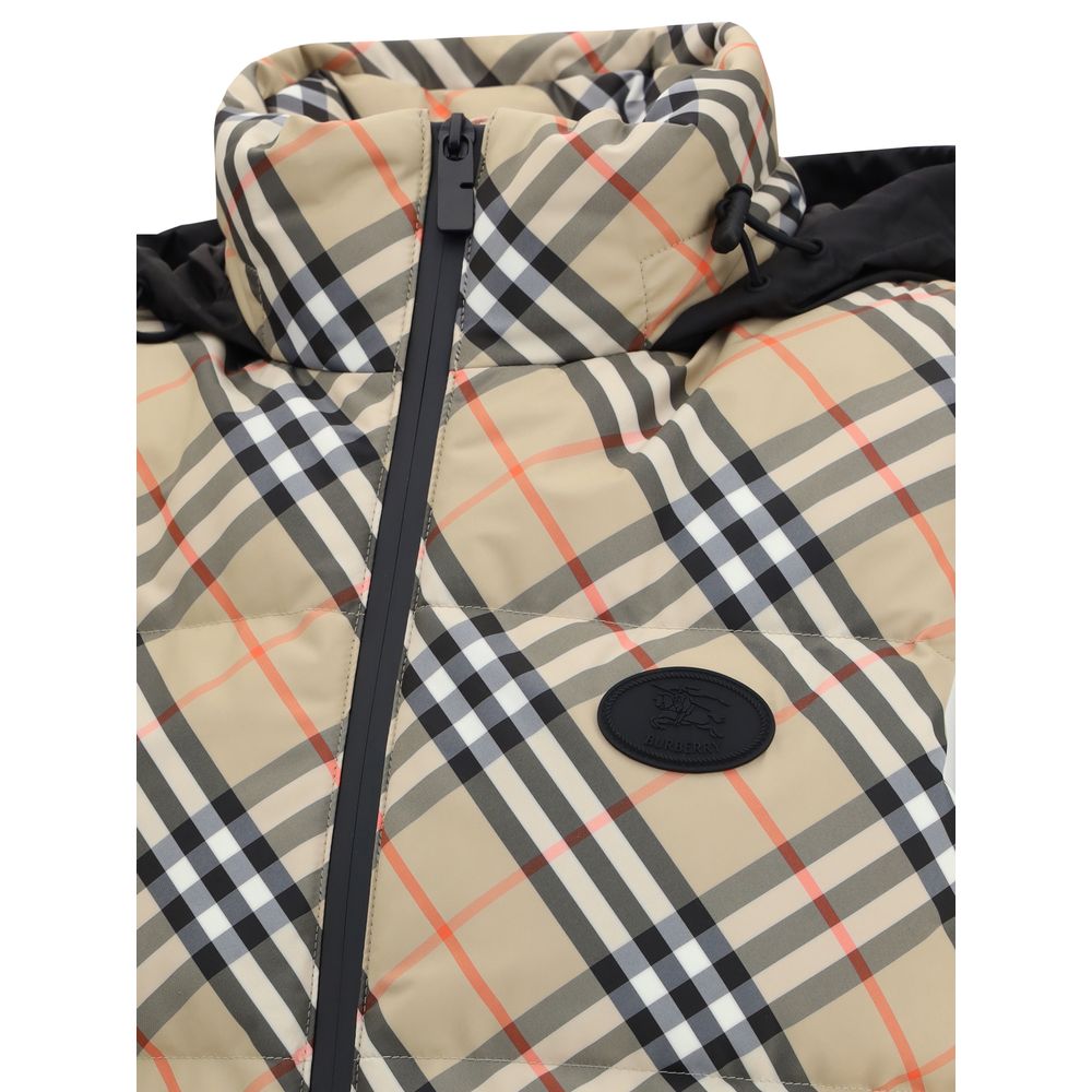 Burberry Hooded Check Gilet Down Jacket for Women