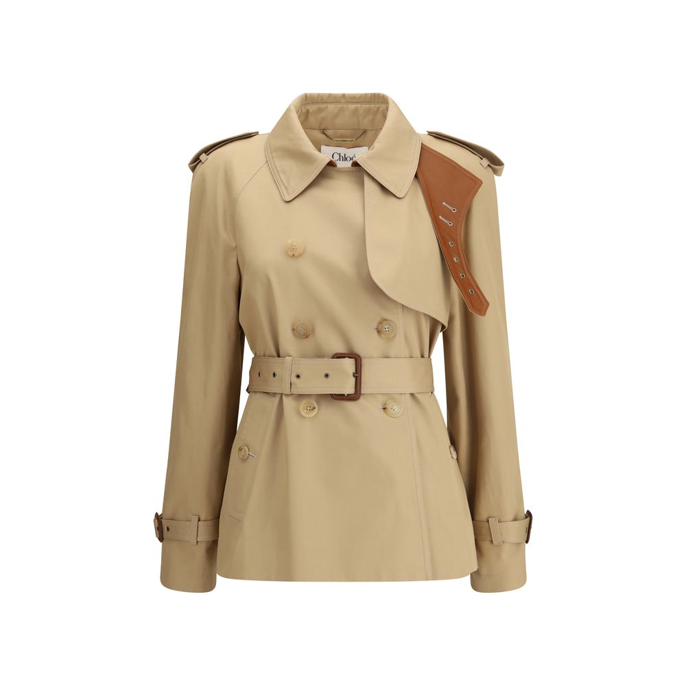Chloé Beige Short Cotton Gabardine Trench Coat