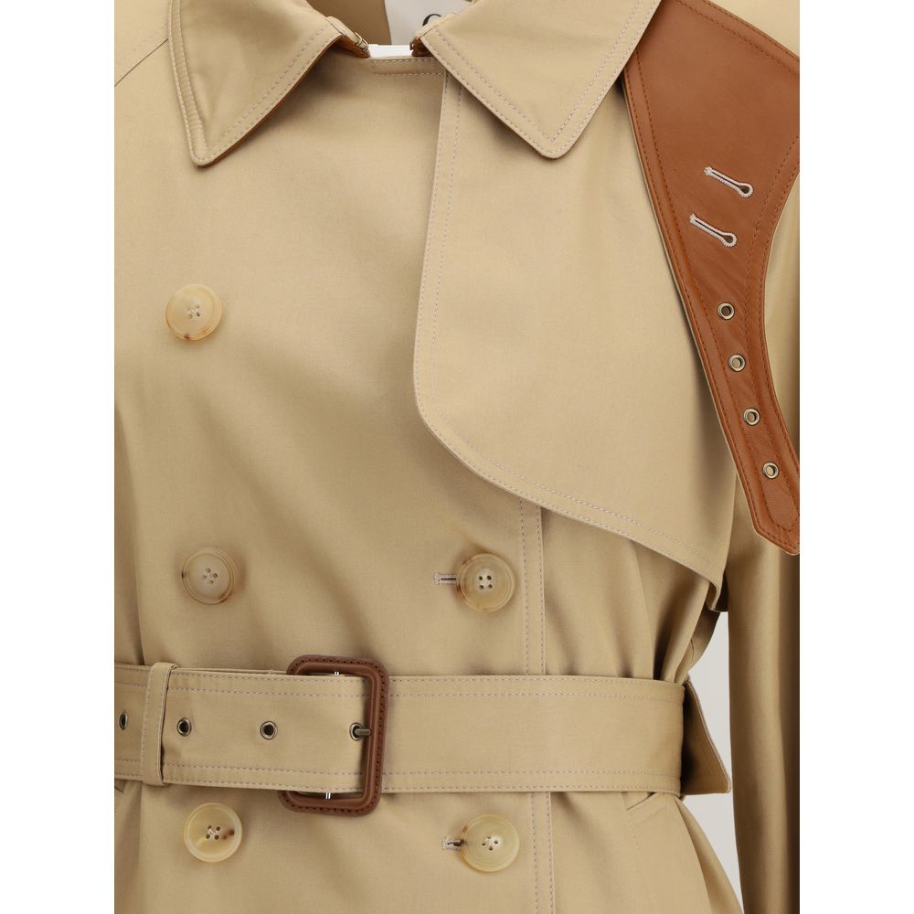 Chloé Beige Short Cotton Gabardine Trench Coat