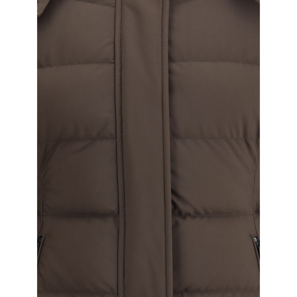 Moose Knuckles Brown Betta Down Slim Fit Hooded Puffer Jacket for Women