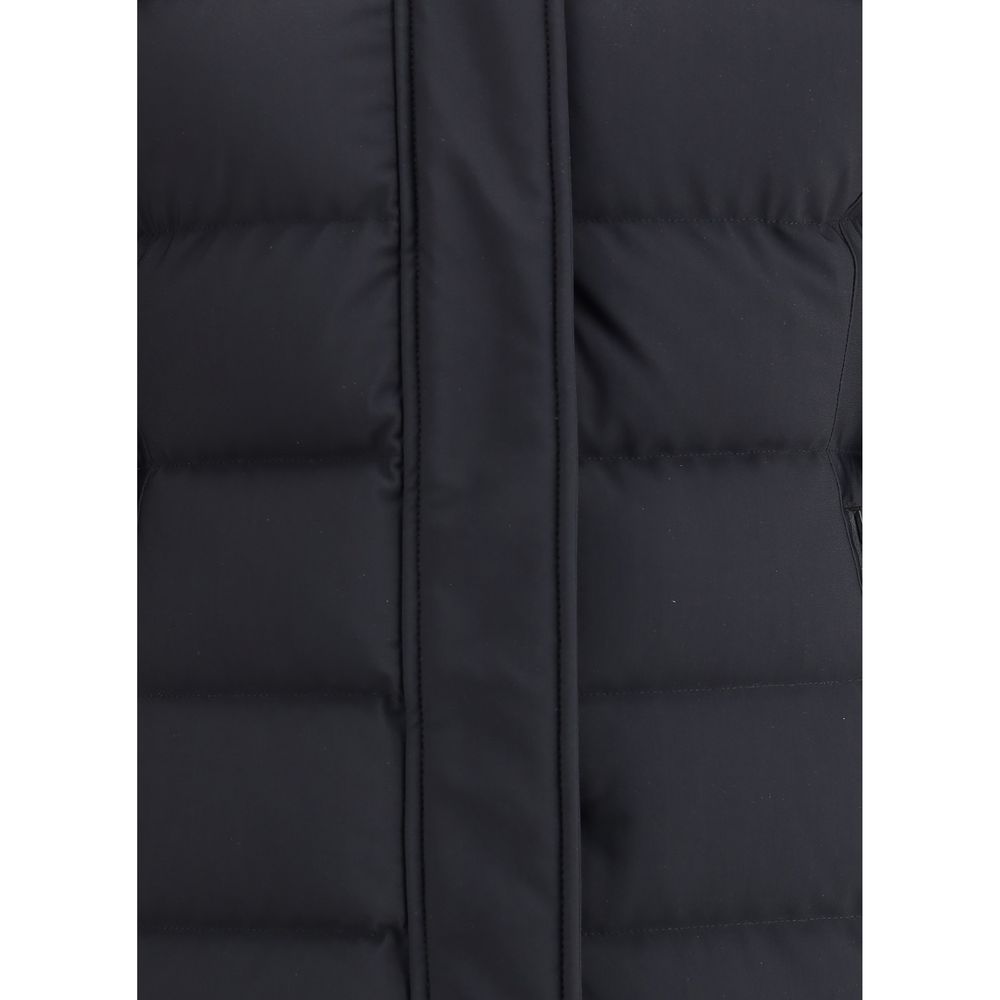 Moose Knuckles Black Down Hooded 3/4 Length Puffer Coat