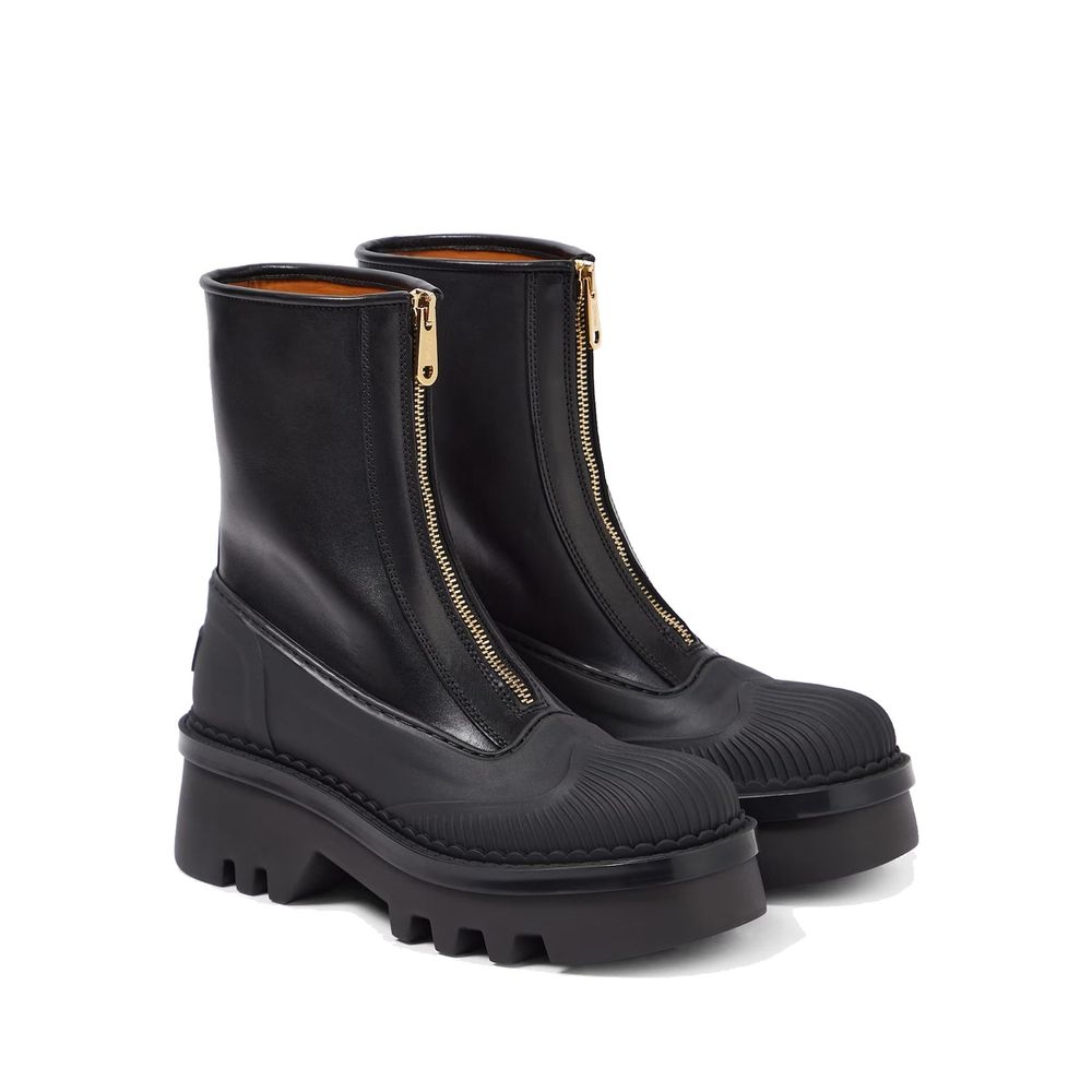 Chloé Black Raina Zip-Up Leather Boots