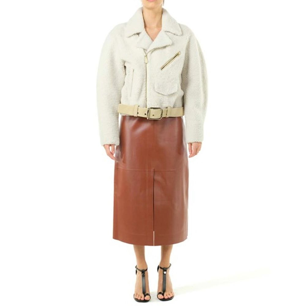Chloé Beige Faux Fur Biker Jacket