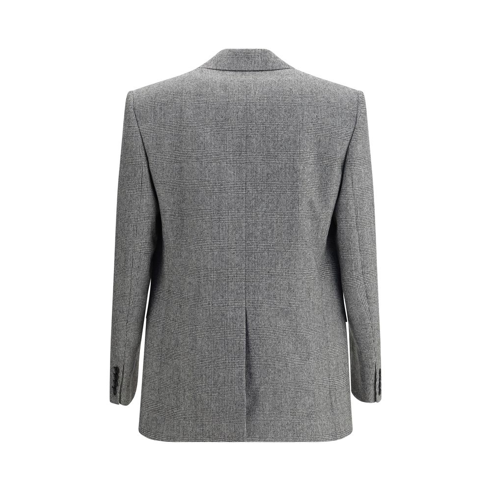 Saint Laurent Prince de Galles Wool Flannel Blazer