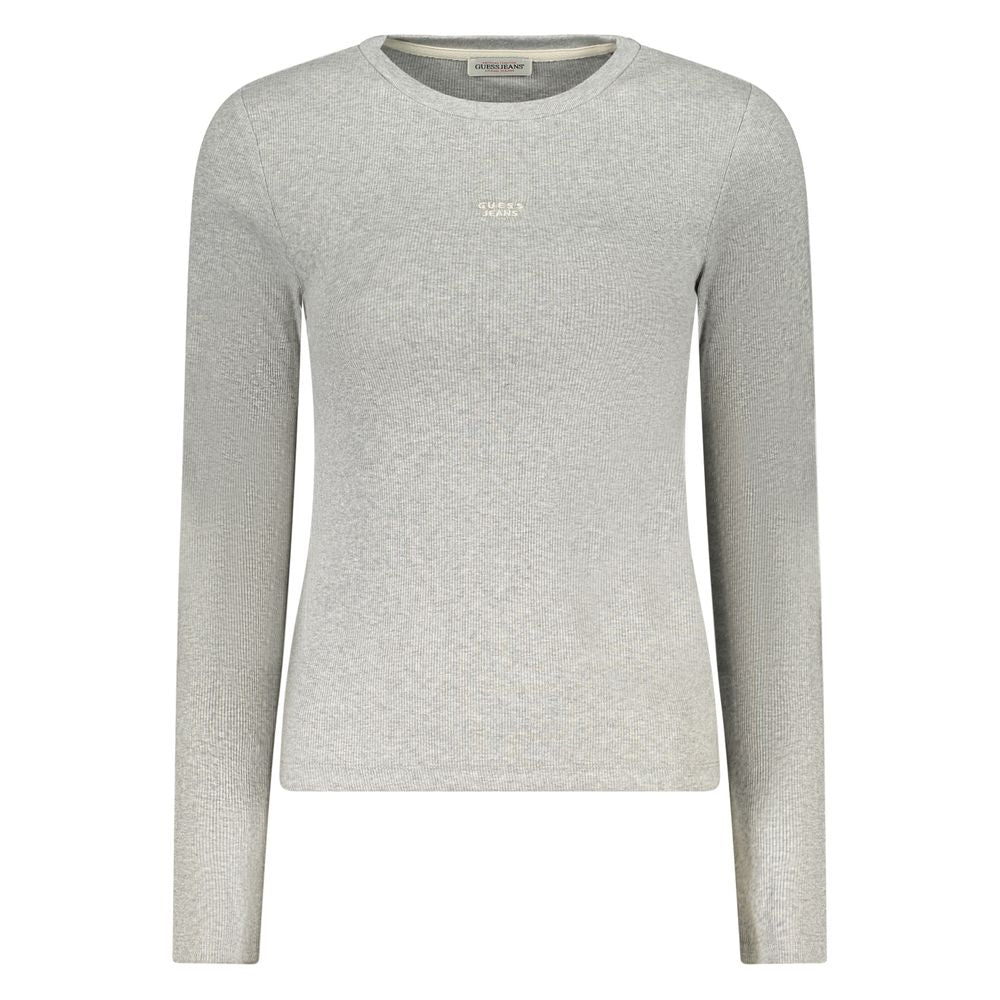 Guess Jeans Gray Cotton Long Sleeved T-Shirt Top for Women