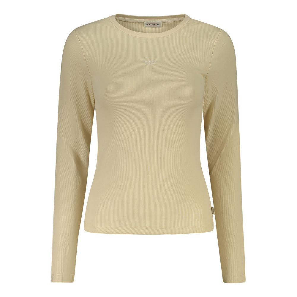 Guess Jeans Beige Cotton Long Sleeved Top for Women