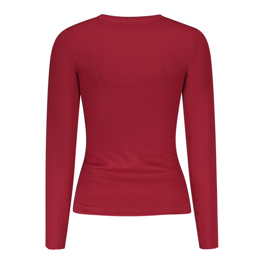 Guess Jeans Red Cotton Slim Fit Long Sleeved T-Shirt for Women