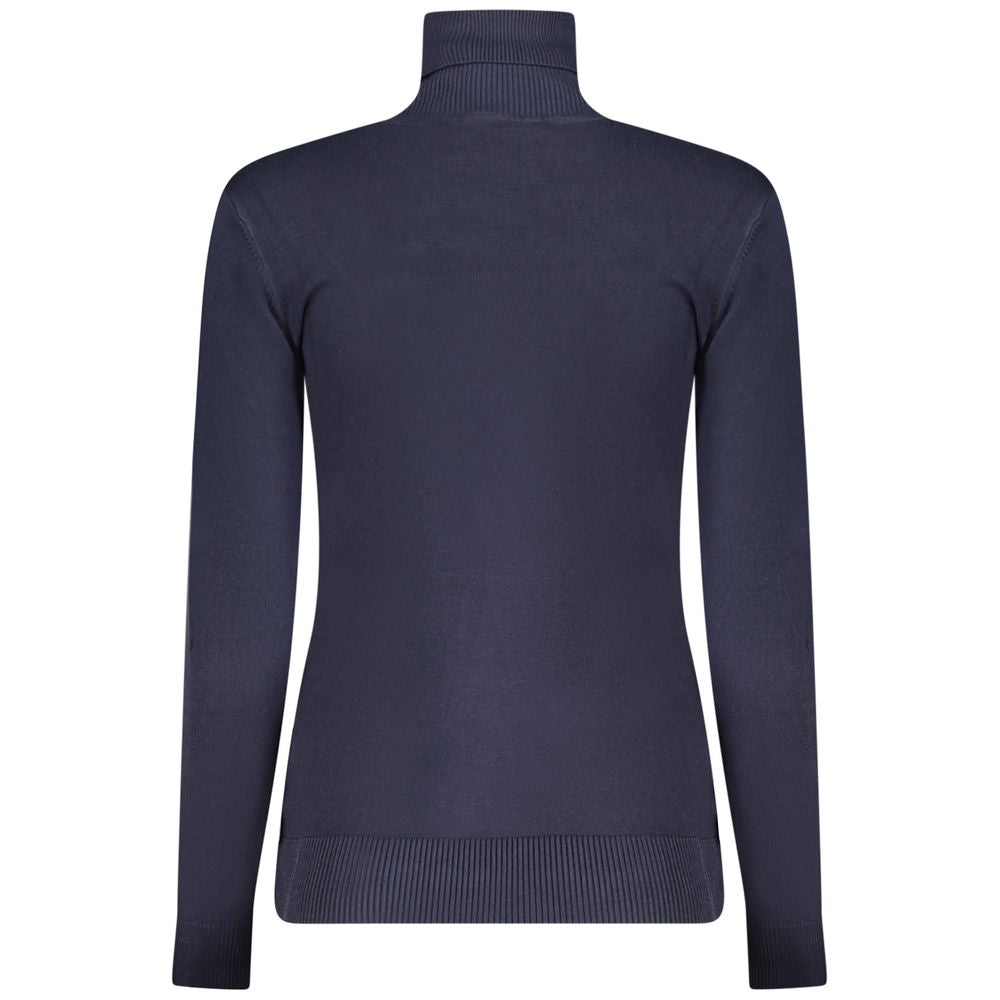 Guess Jeans Blue Polo Neck Logo Sweater for Women