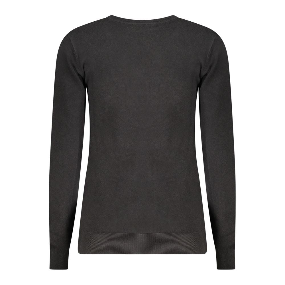 Guess Jeans Black Viscose Women Sweater - Chic V-neck with Rhinestones