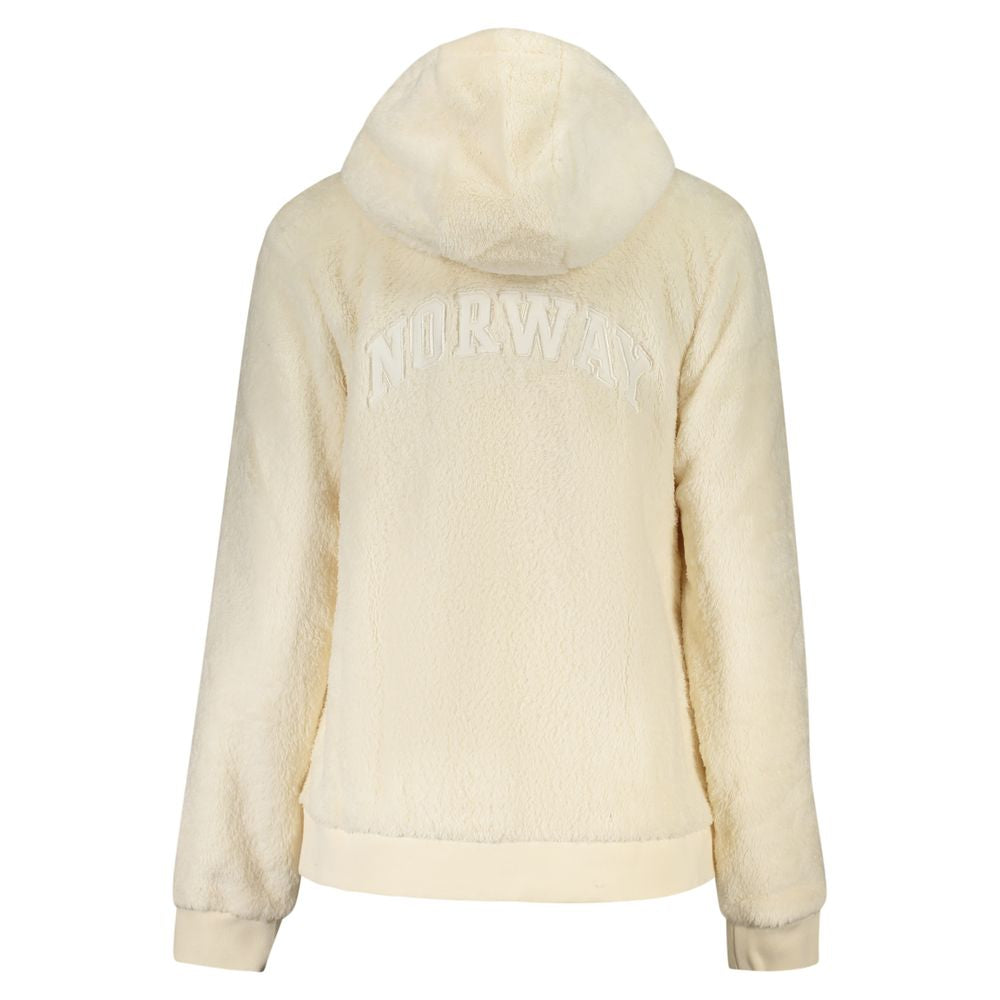 Norway 1963 White Zip Up Hooded Fleece Jacket for Women