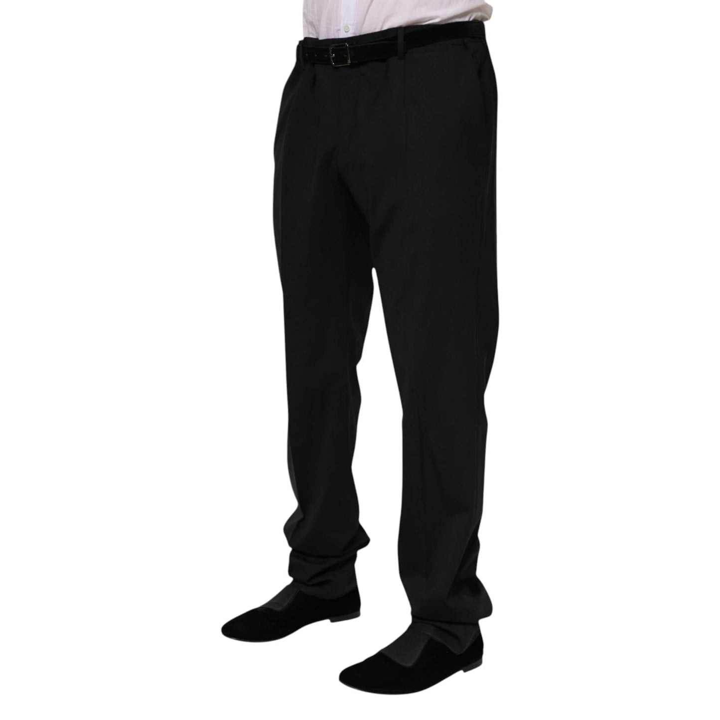 Dolce & Gabbana Black Wool Formal Dress Trousers for Men