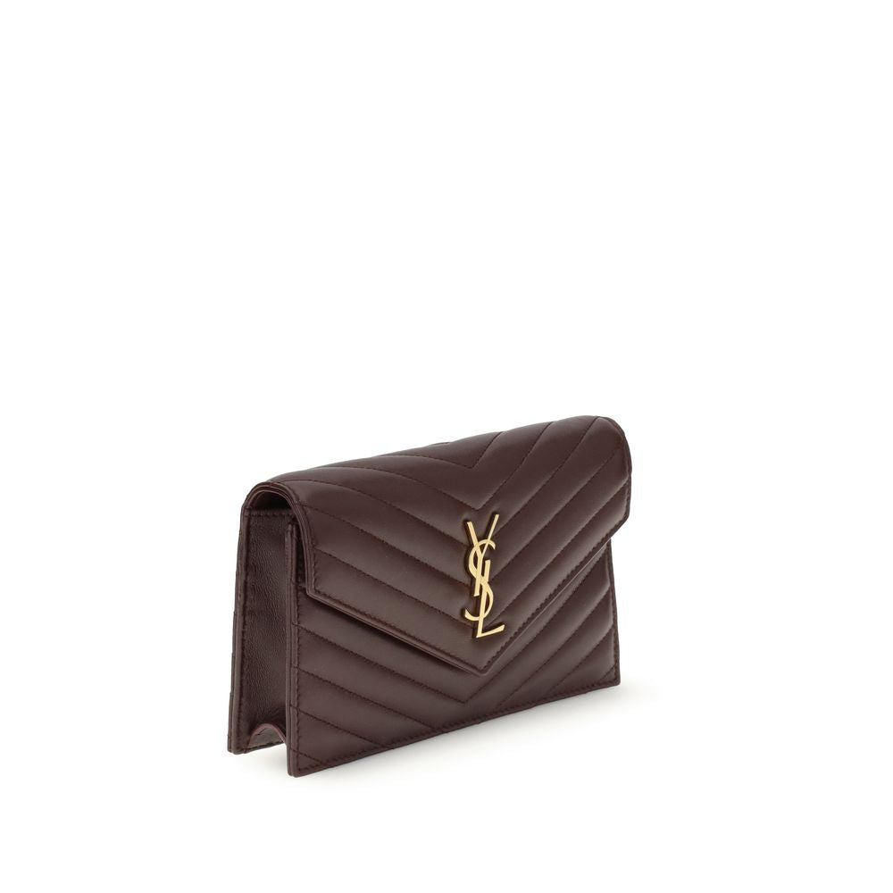 Saint Laurent Quilted Lambskin Wallet with Shoulder Strap