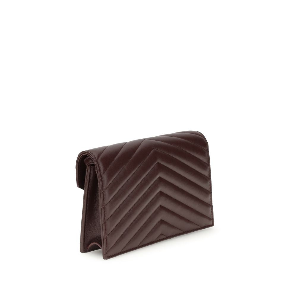 Saint Laurent Quilted Lambskin Wallet with Shoulder Strap