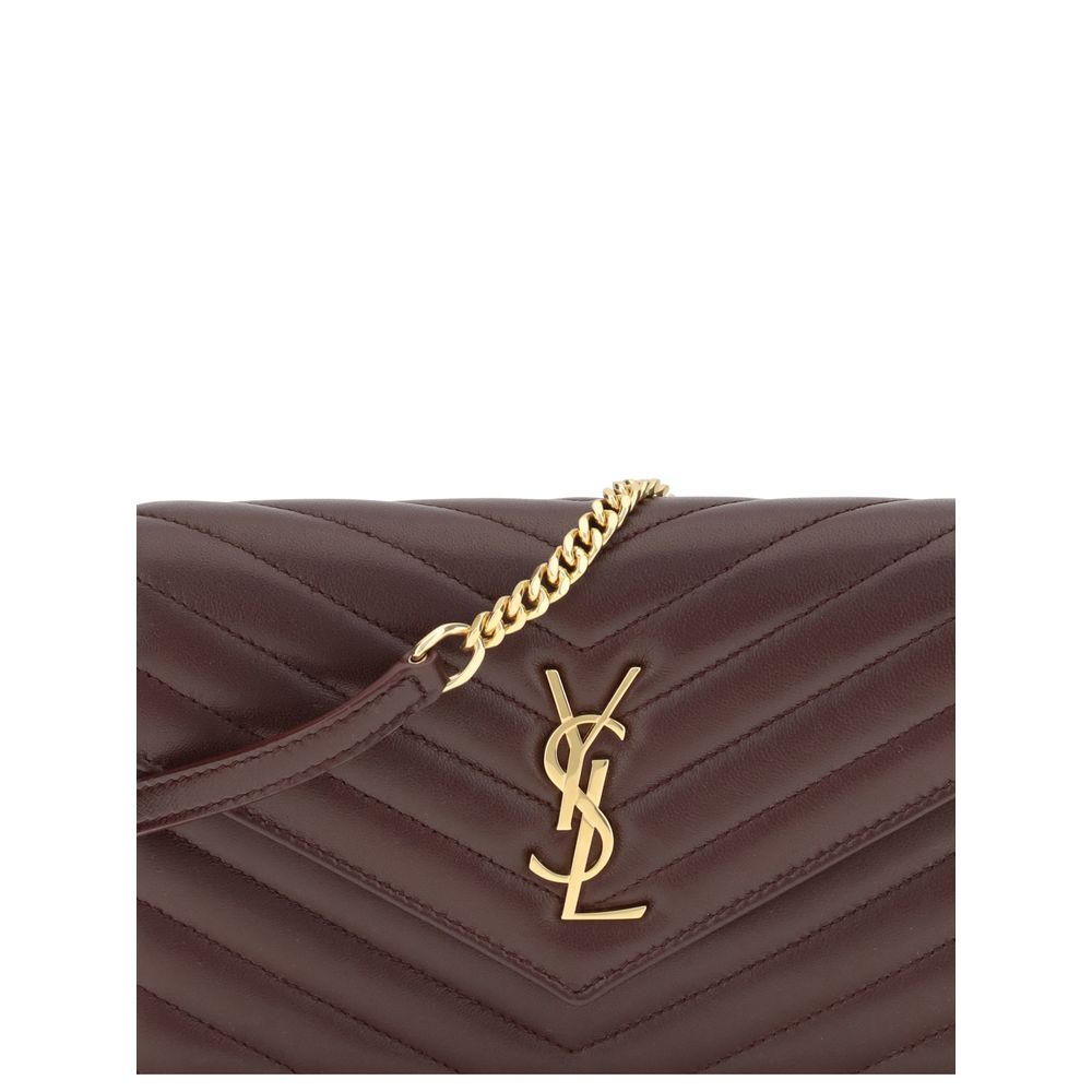 Saint Laurent Quilted Lambskin Wallet with Shoulder Strap