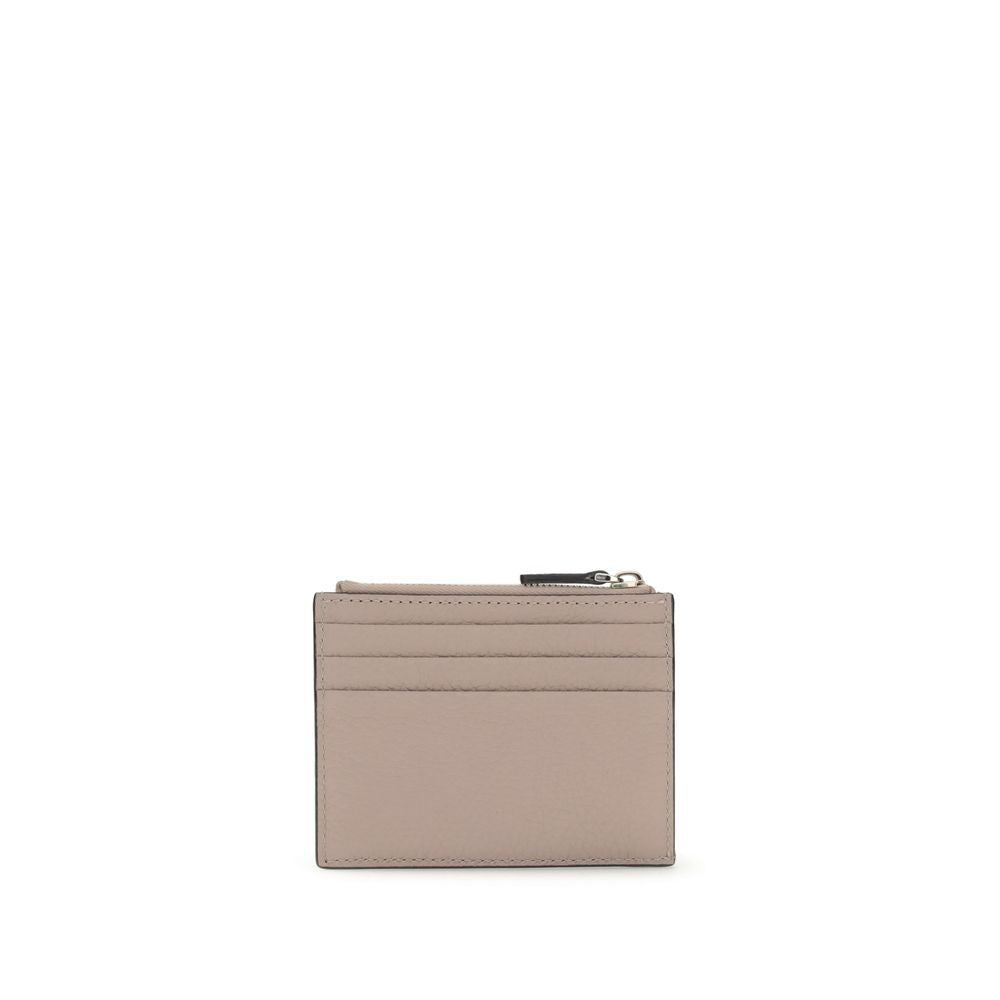 Valentino Garavani Rockstud Card Holder in Garnet Calf Leather