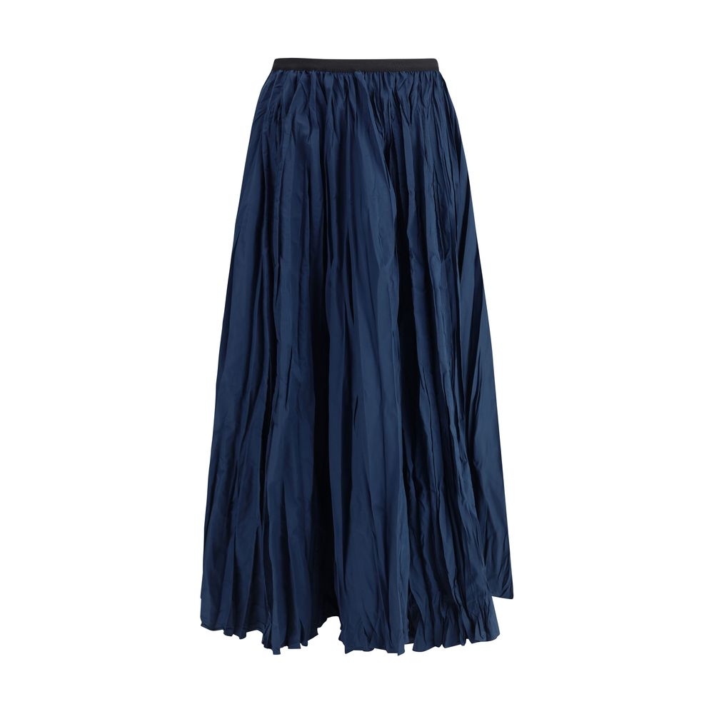Sara Roka Blue Crinkle-effect Design Pleated Midi Skirt