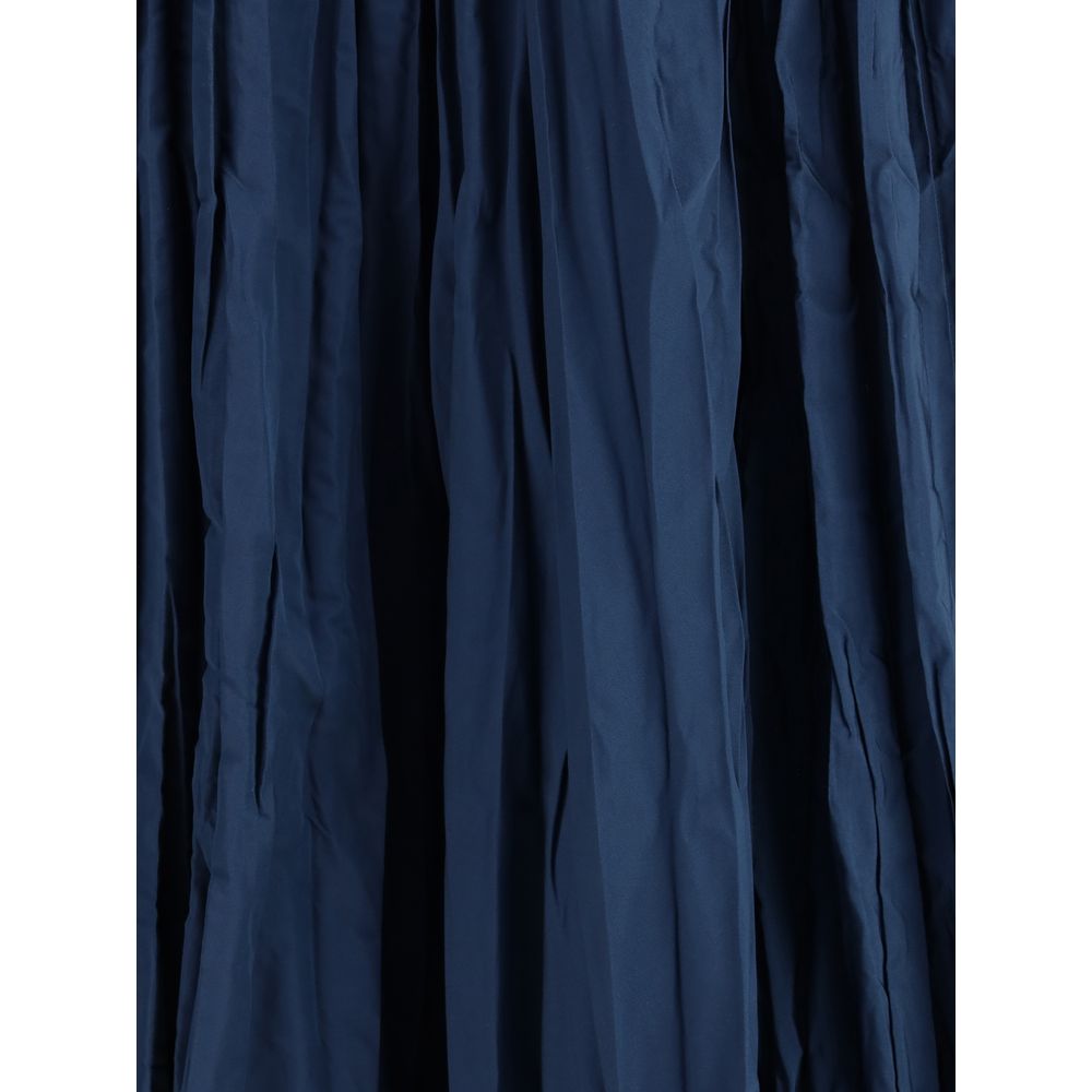 Sara Roka Blue Crinkle-effect Design Pleated Midi Skirt