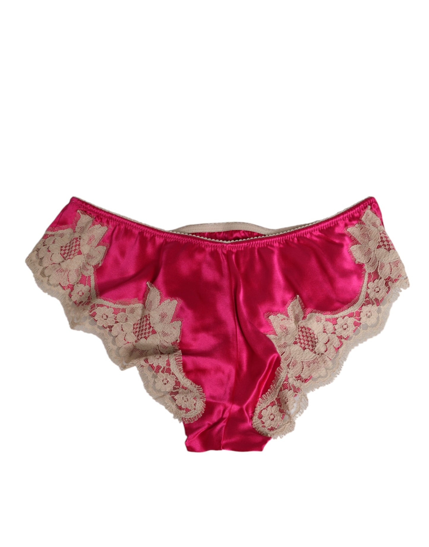 Dolce & Gabbana Pink Silk Satin Lace Trim Slip Underwear