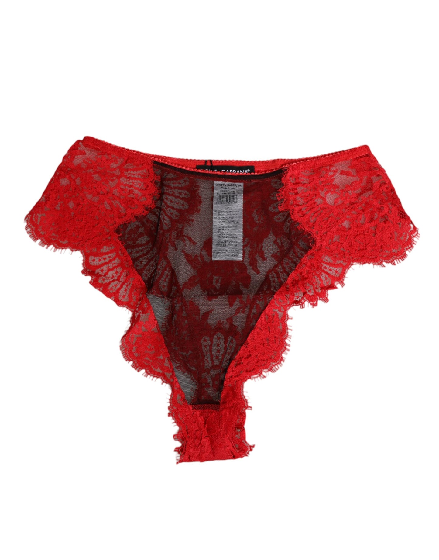 Dolce & Gabbana Red Floral Lace Sheer Briefs for Women