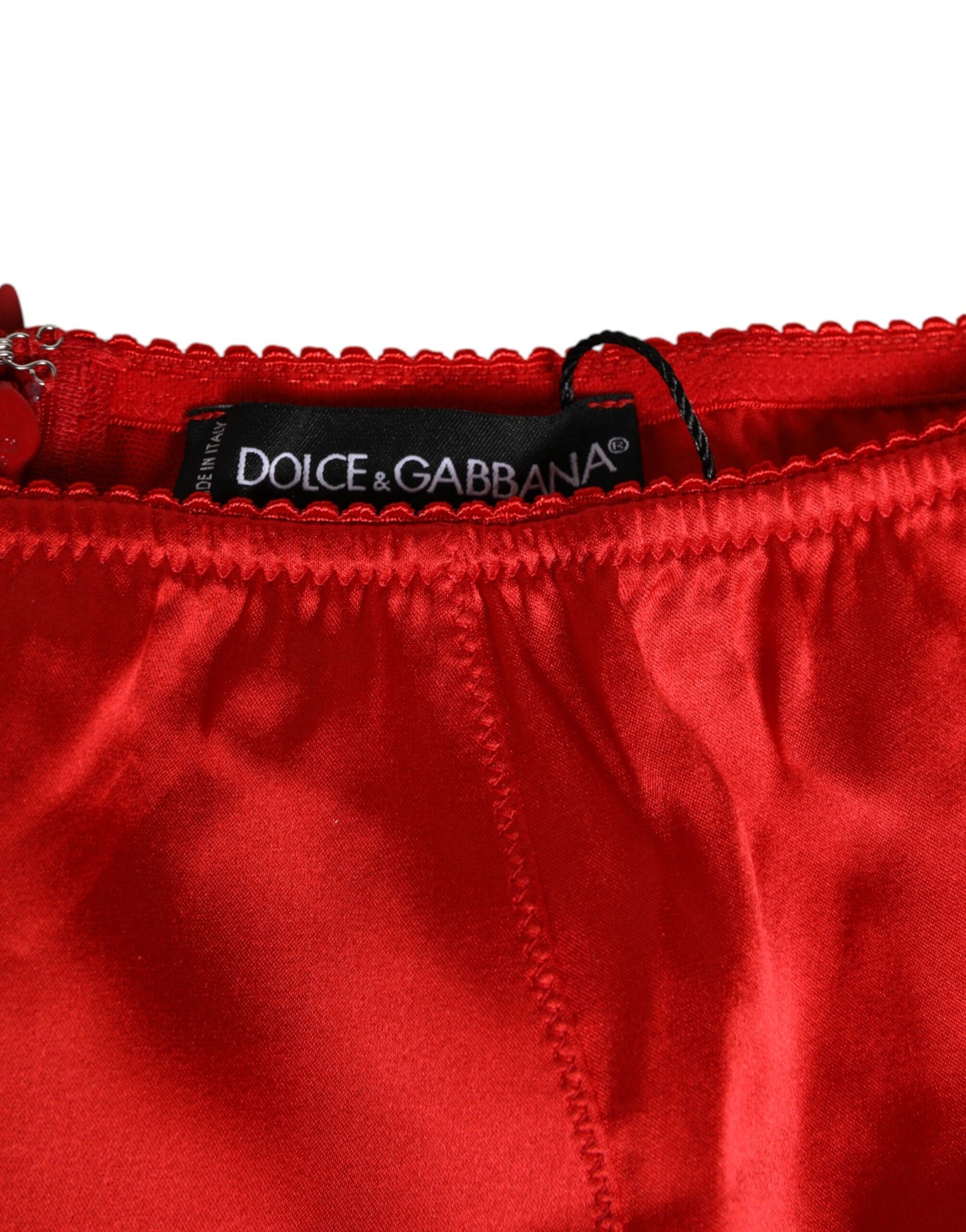 Dolce & Gabbana Red Silk Satin High-Waist Briefs for Women