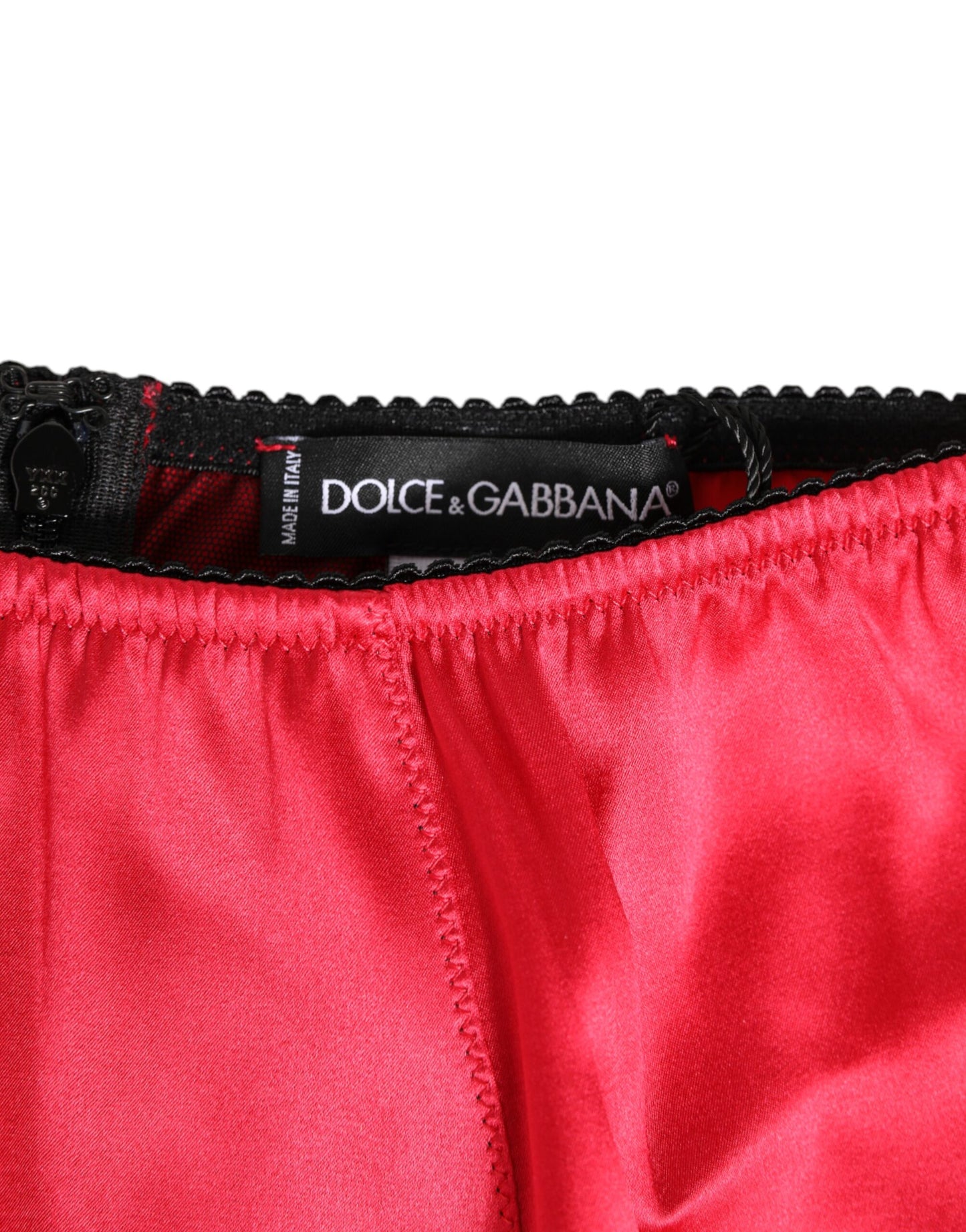 Dolce & Gabbana Red Silk Satin High-Waist Briefs