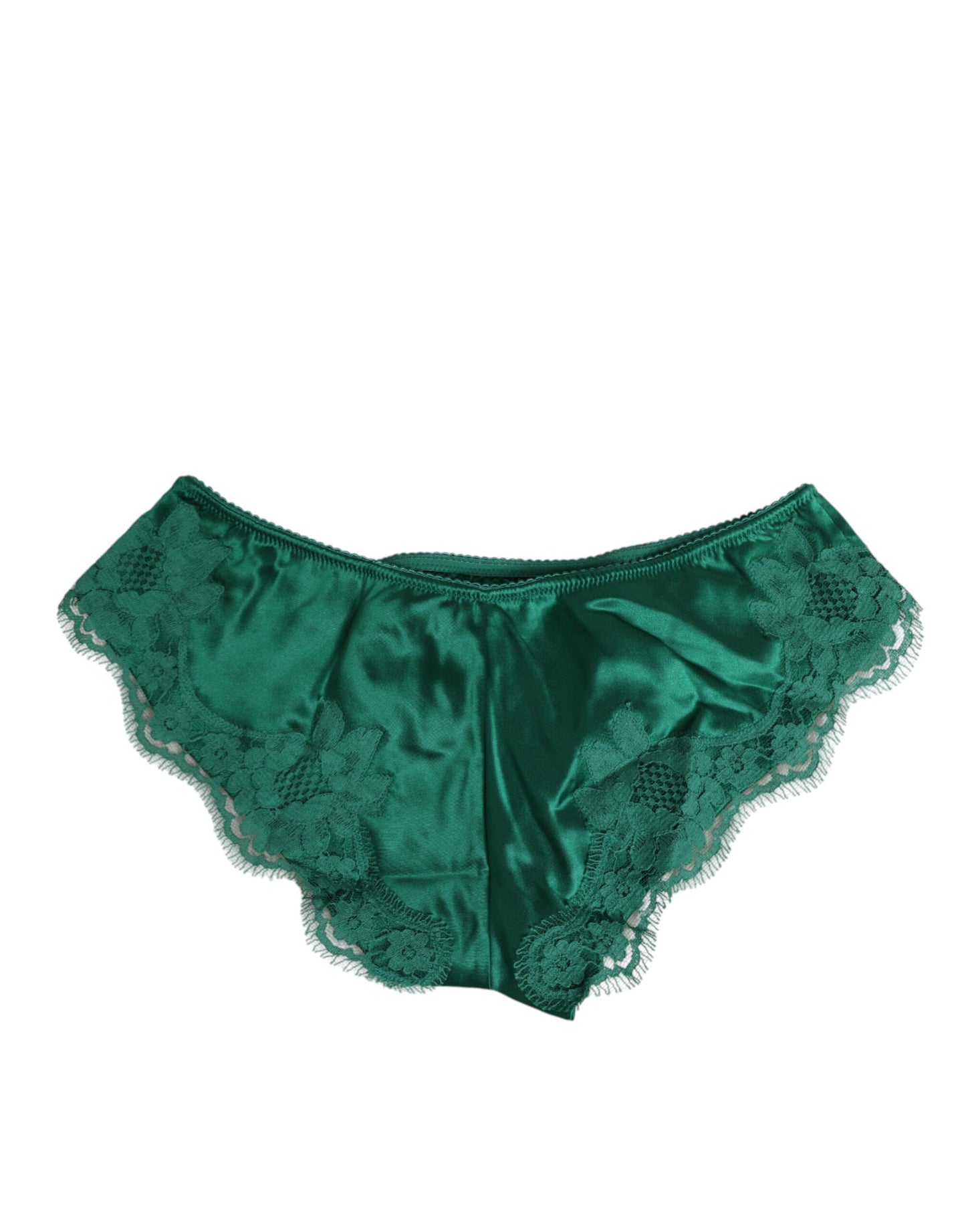 Dolce & Gabbana Green Satin Lace Briefs for Women
