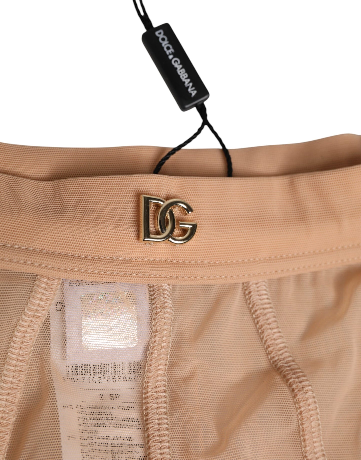 Dolce & Gabbana Beige Sheer Mesh High Waist Briefs