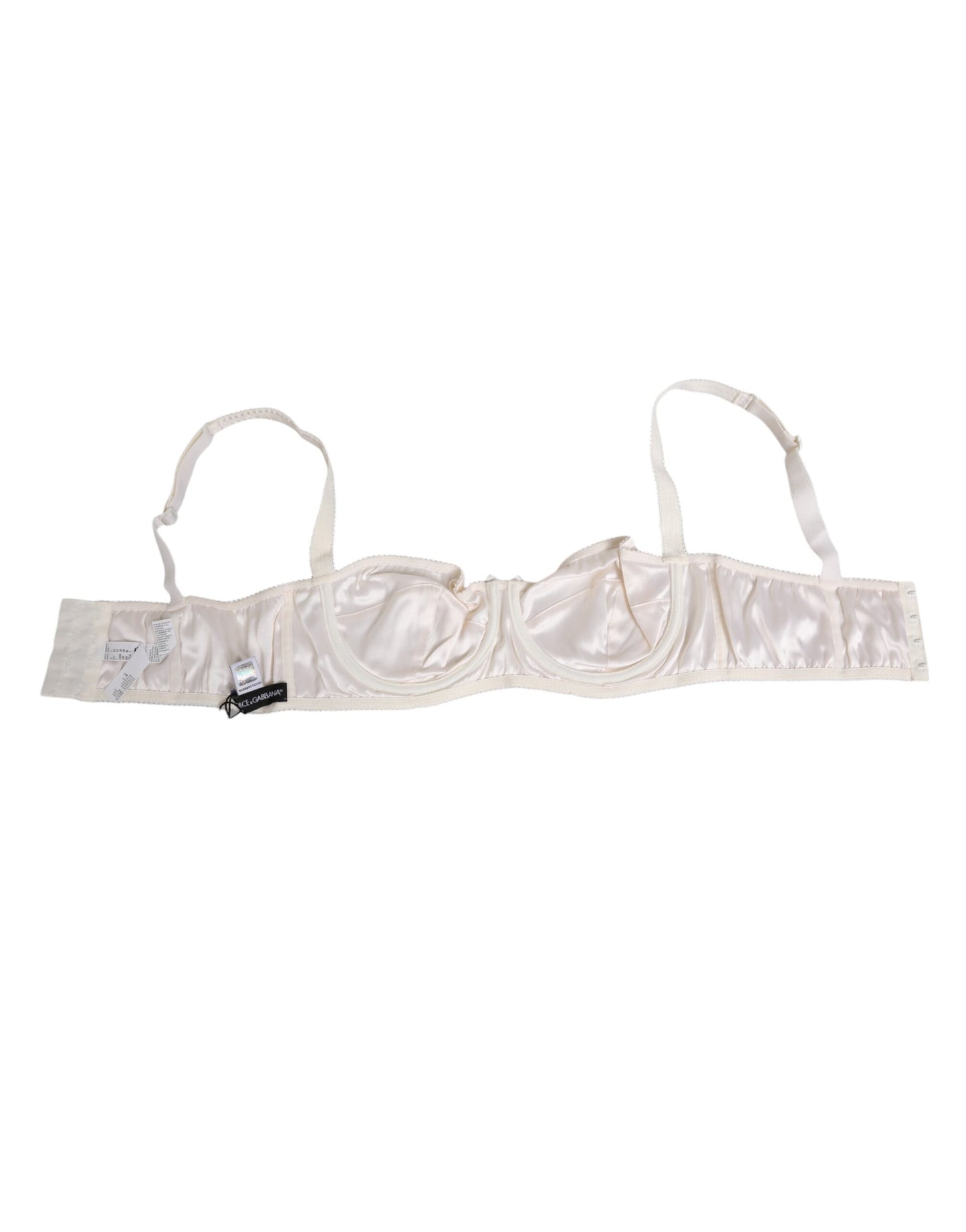 Dolce & Gabbana White Silk Satin Balconnet Bra