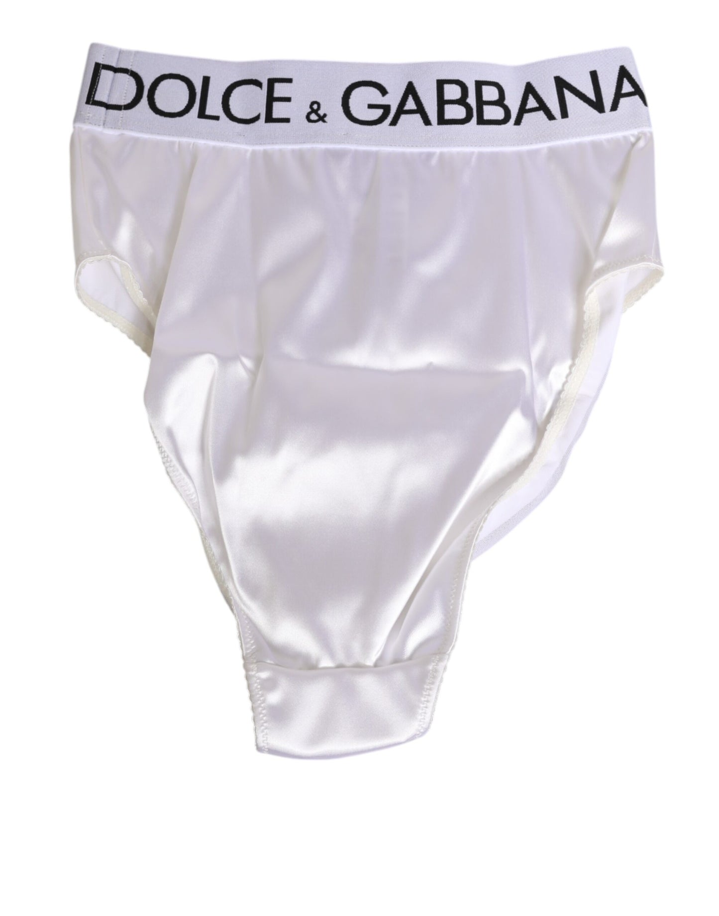 Dolce & Gabbana White Satin High-Waist Briefs for Women